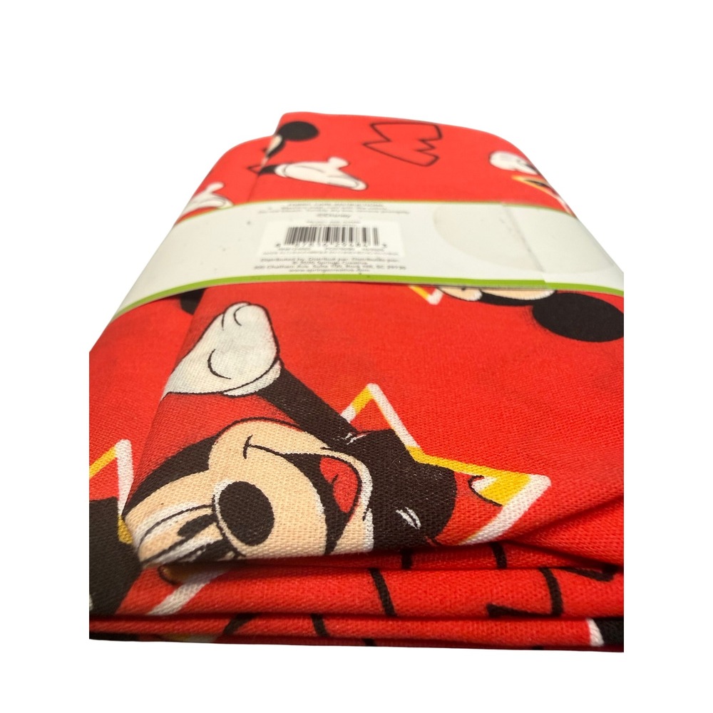 Disney Mickey Mouse Stars Fabric Red New Poplin 1 Yard Cotton Blend 43" Wide - Picture 5 of 8